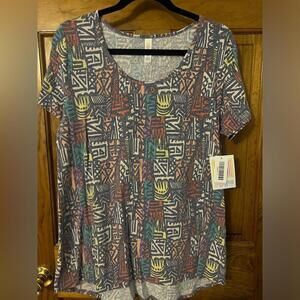 LuLaRoe Classic T Shirt Soft Stretchy Gray Short Sleeve High Low Large NWT